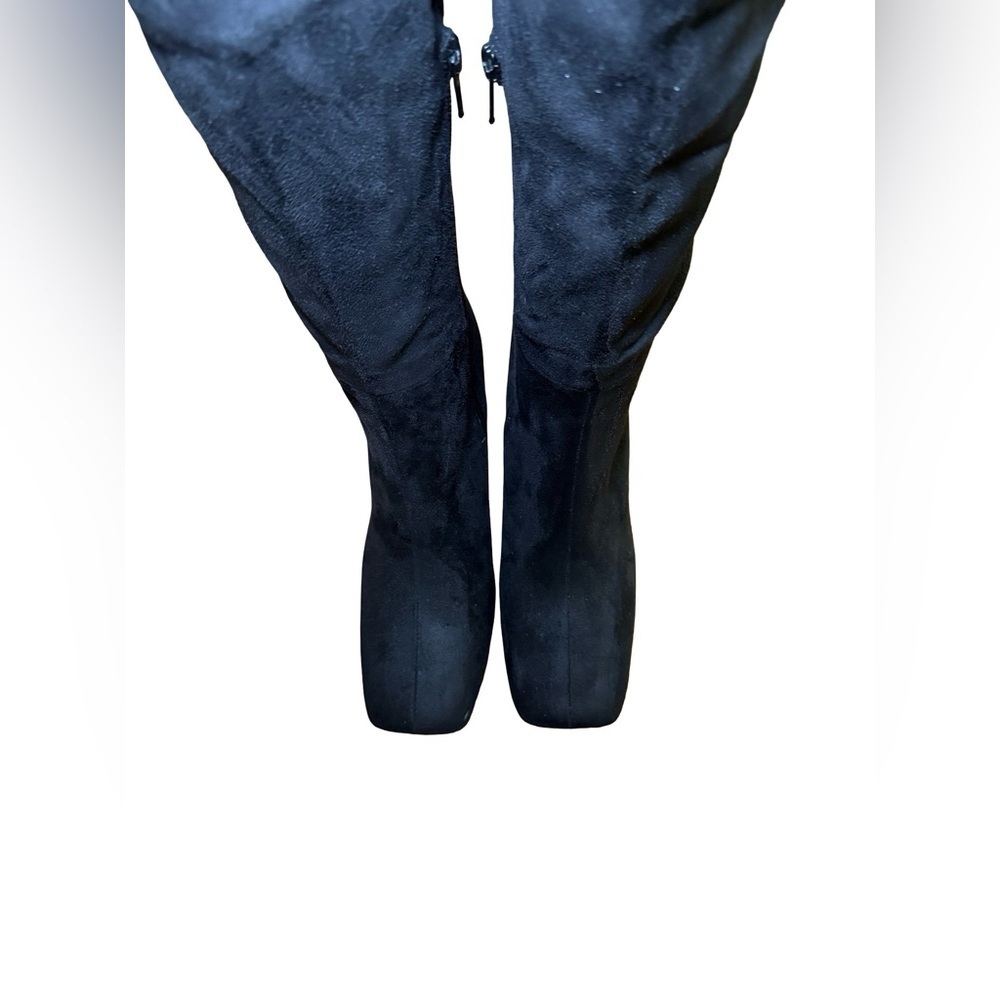 Boohoo Square Toe Over The Knee wide calf Boots (size 8) - Picture 4 of 16